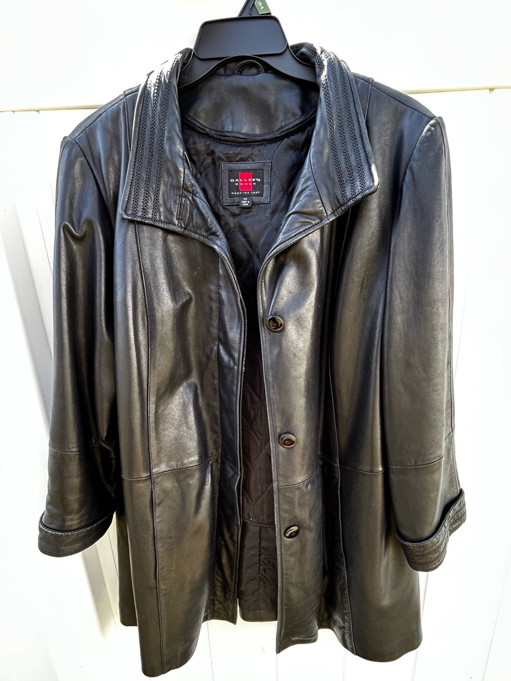Women’s Gallery Black Leather Quilted-Lined Jacket Genuine Lambskin